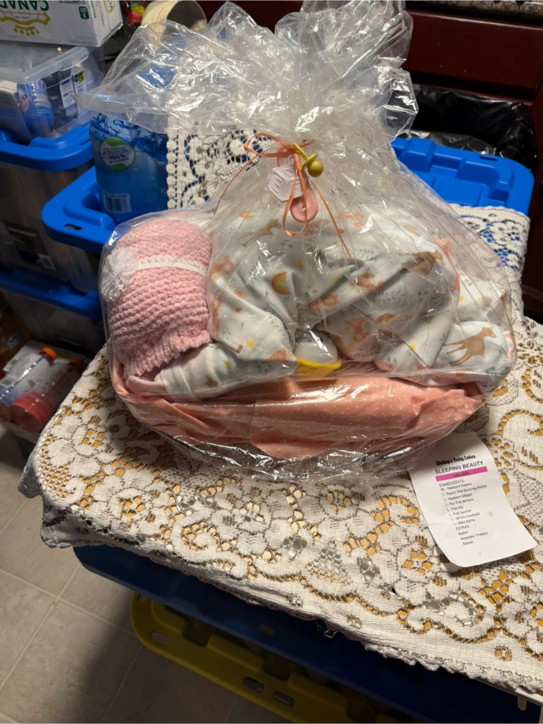 Baby diaper cakes and all the materials to make them