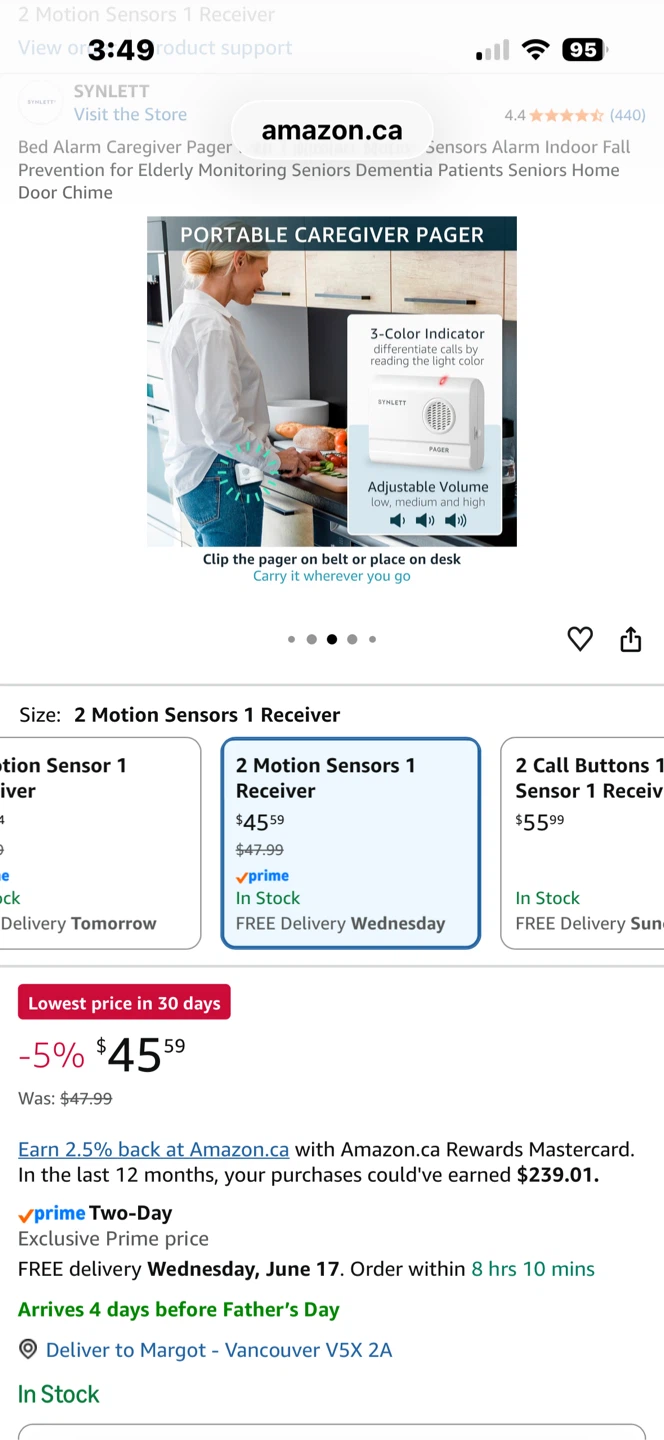 Synlett Portable Caregiver Pager 2 Motion Sensors 1 Receiver - photo 3