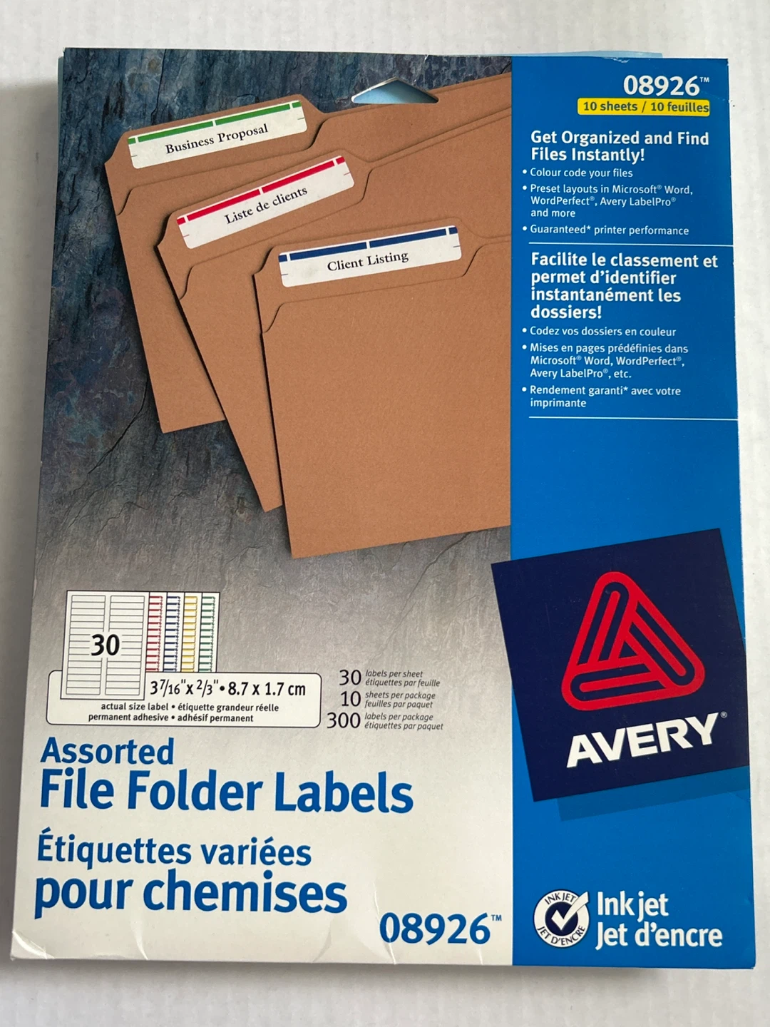 Avery Assorted File Folder Labels 08926
