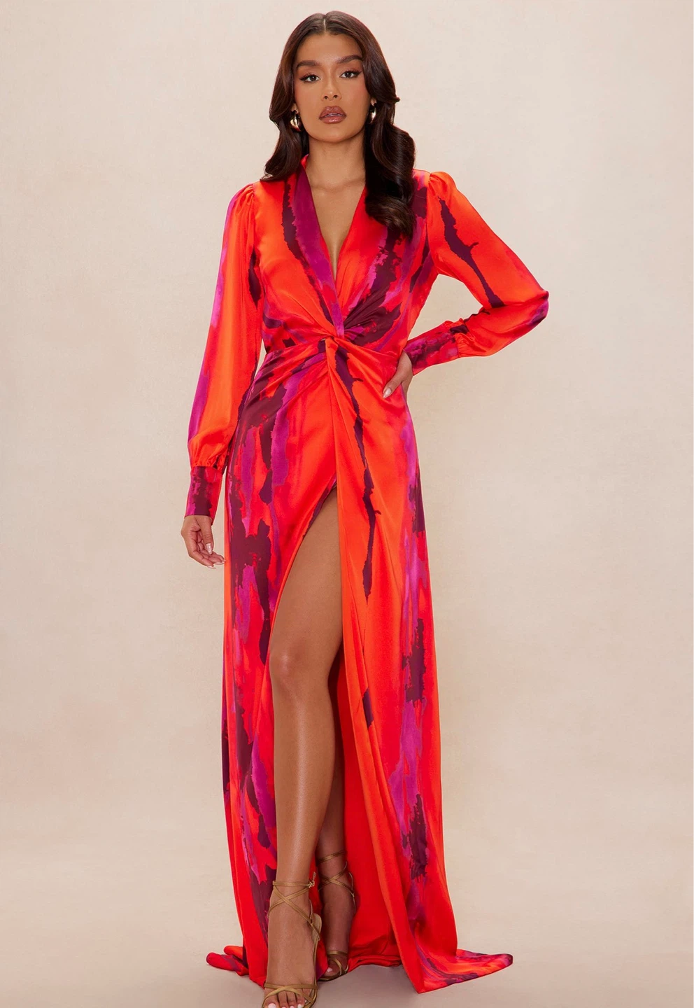 Gabriella  Red Swirl Maxi Dress