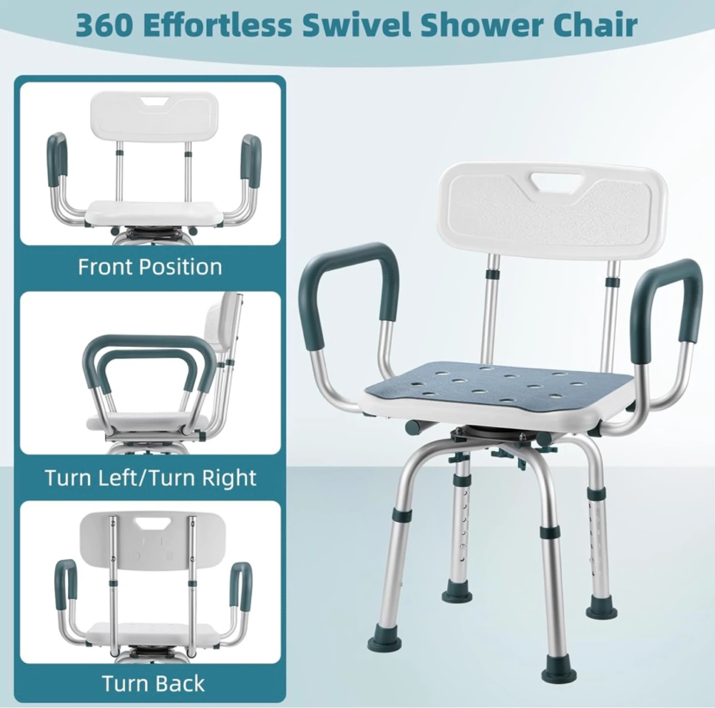 Brand New Swivel Shower Chair with Arms and Back - photo 3
