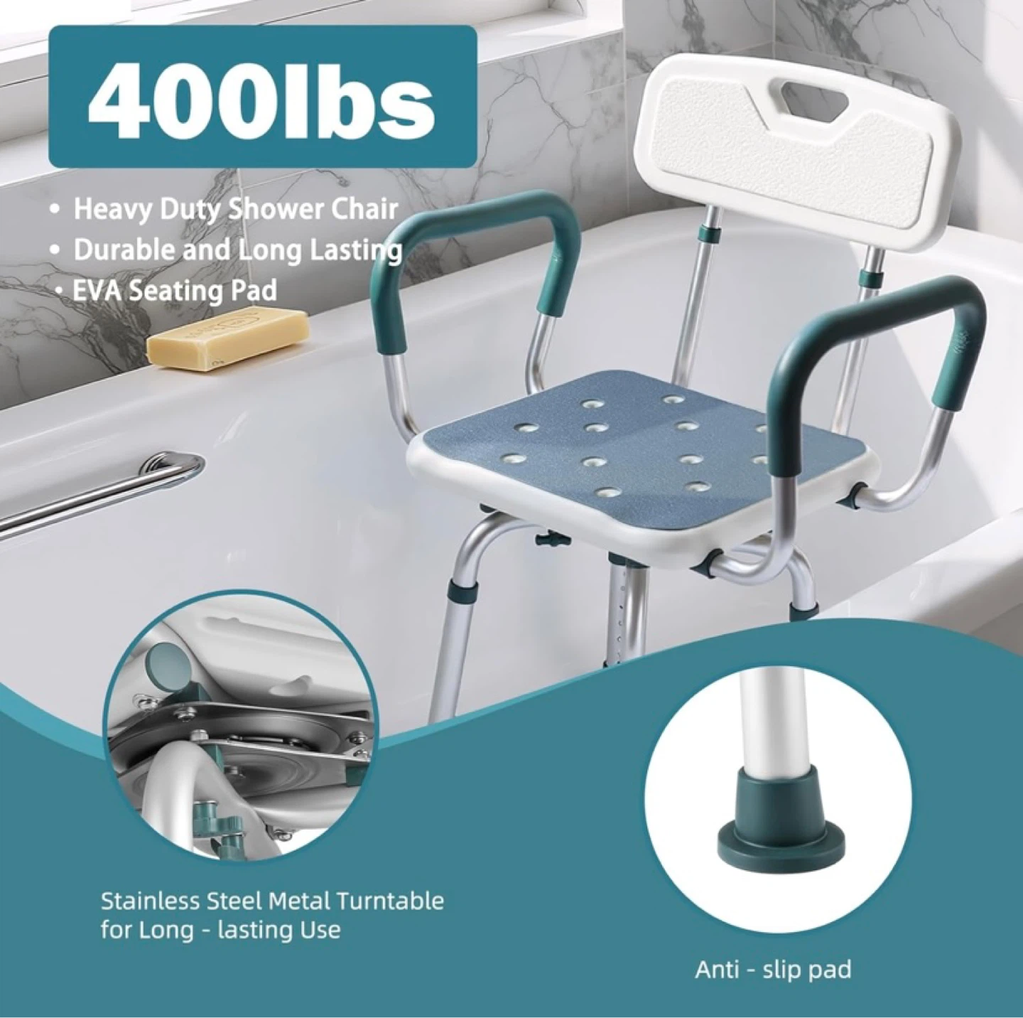 Brand New Swivel Shower Chair with Arms and Back - photo 4