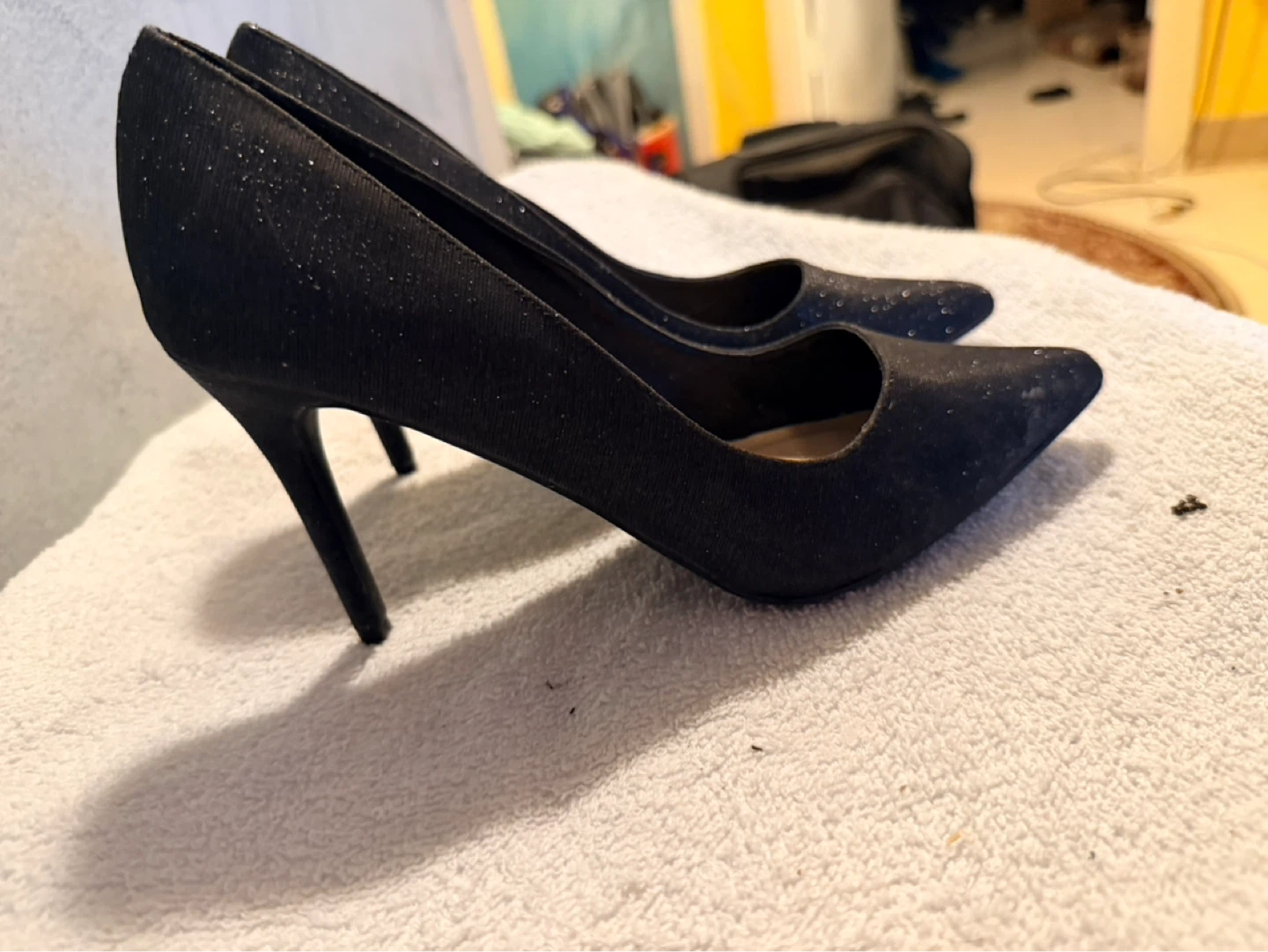 Black Glitter Stiletto Heels - 8.5