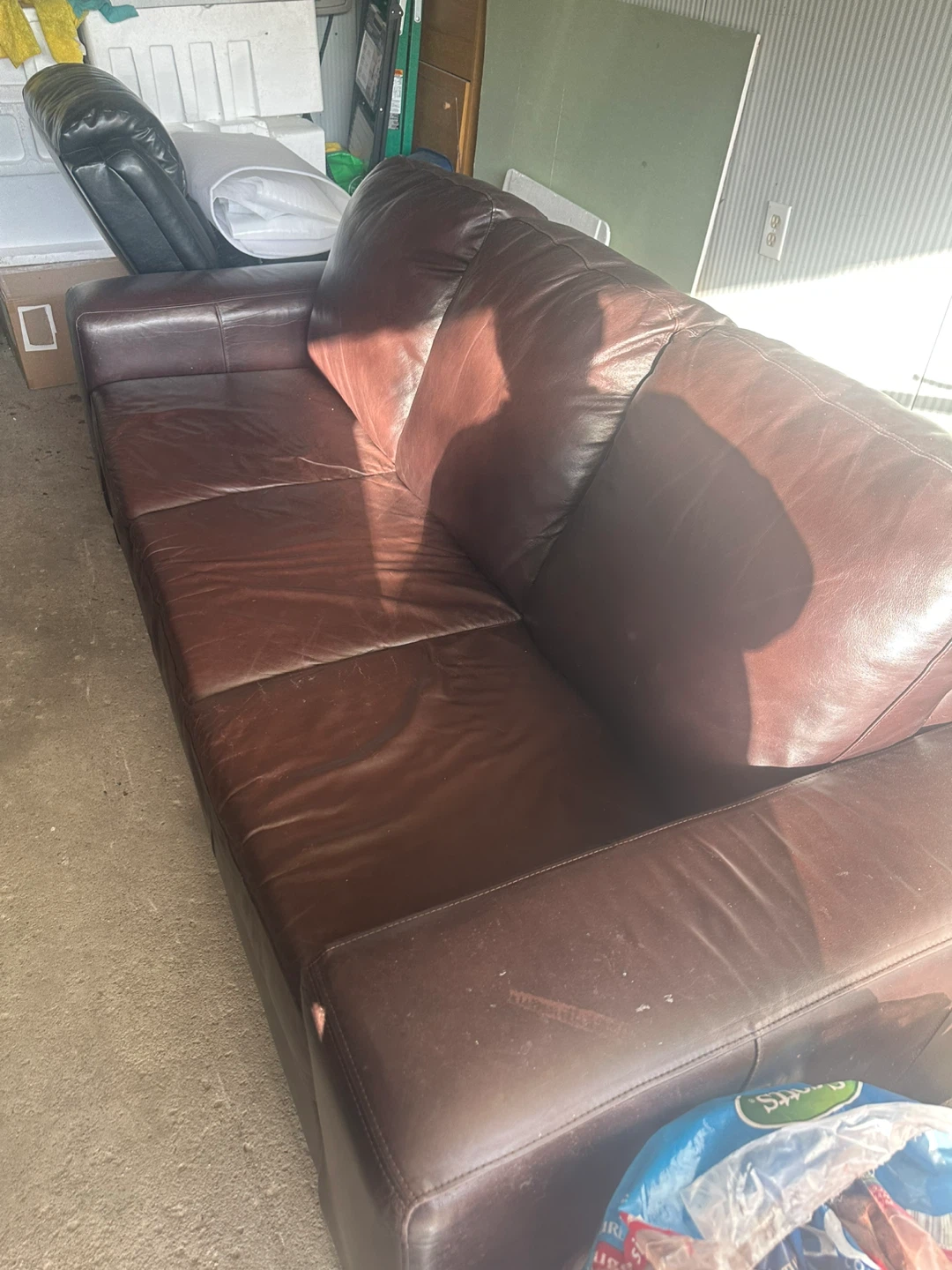 Brown real Italian Leather Couch - photo 2