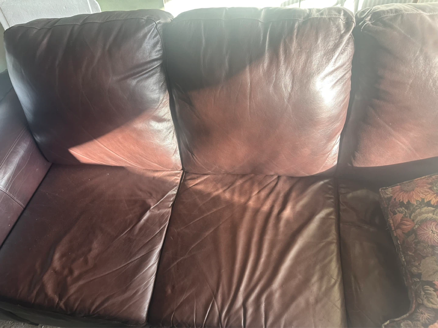 Brown real Italian Leather Couch - photo 4