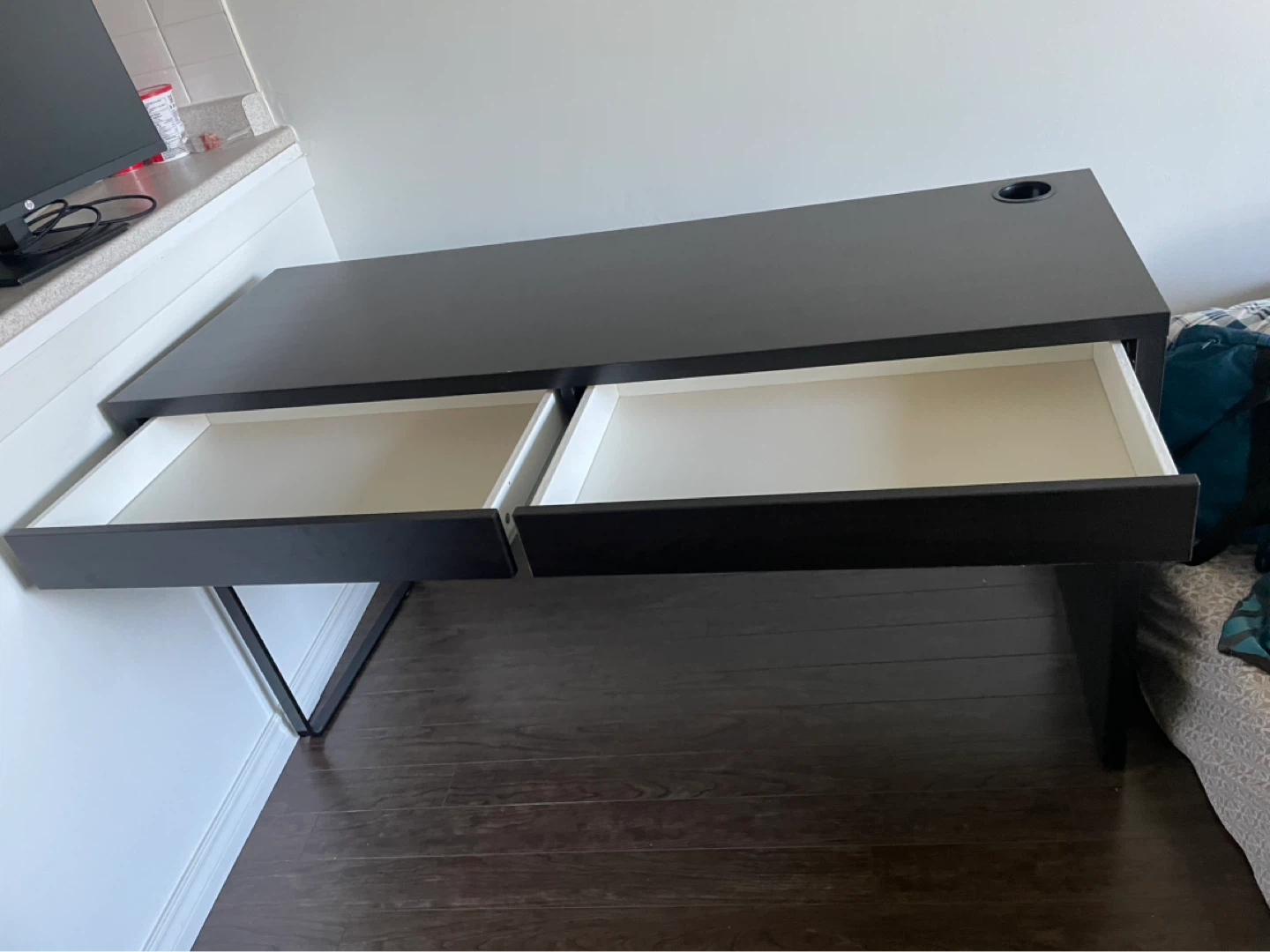 Black Desk with Two Drawers and Cup Holder - photo 2