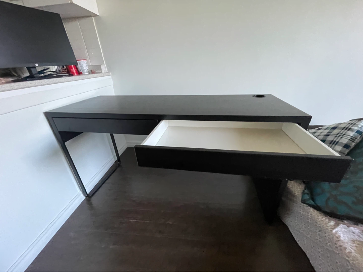 Black Desk with Two Drawers and Cup Holder - photo 3