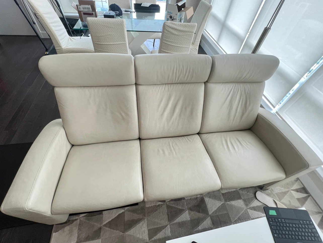 Cream Leather Sofa (3 seats and lover seats)