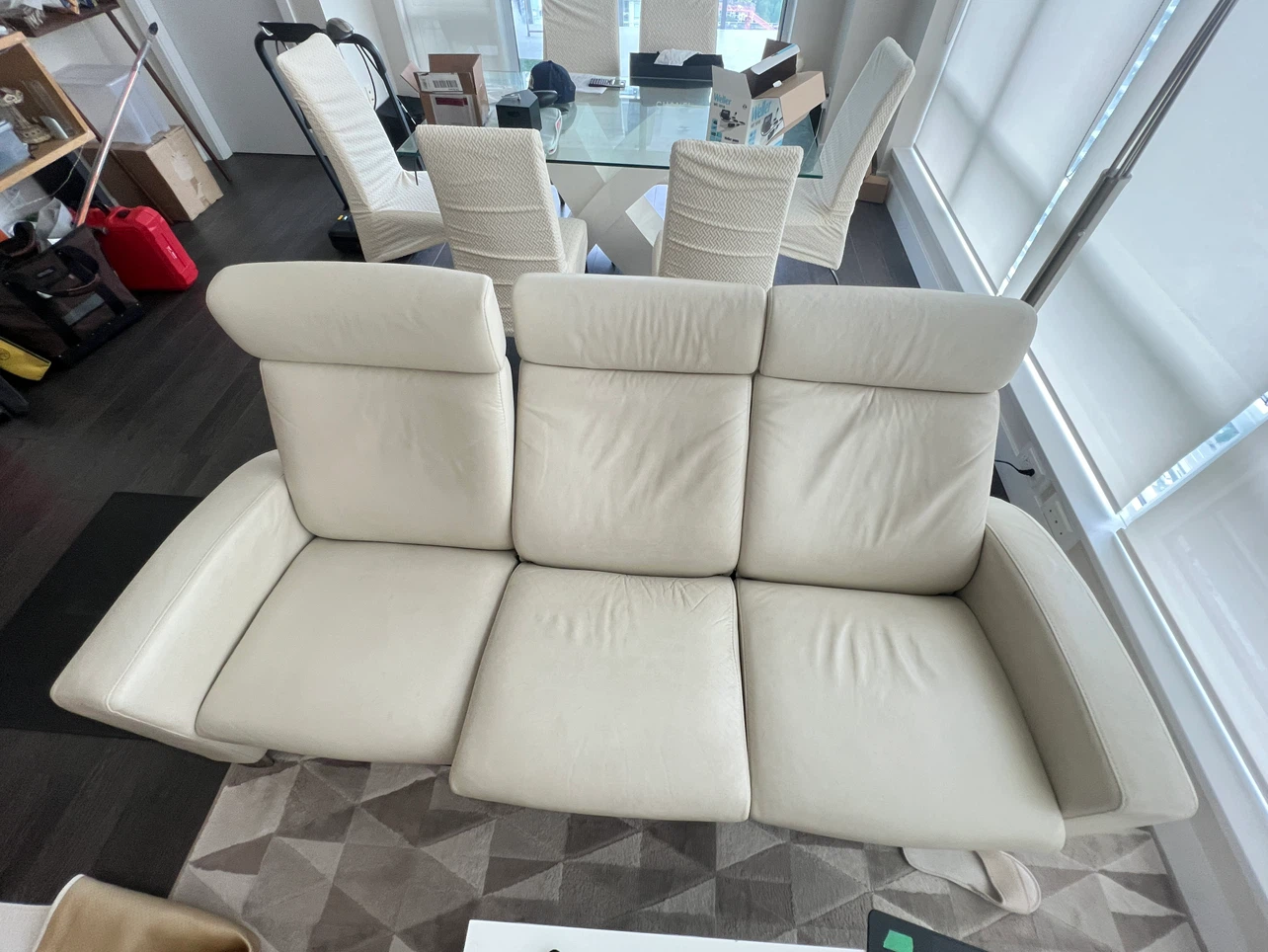 Cream Leather Sofa (3 seats and lover seats) - photo 2