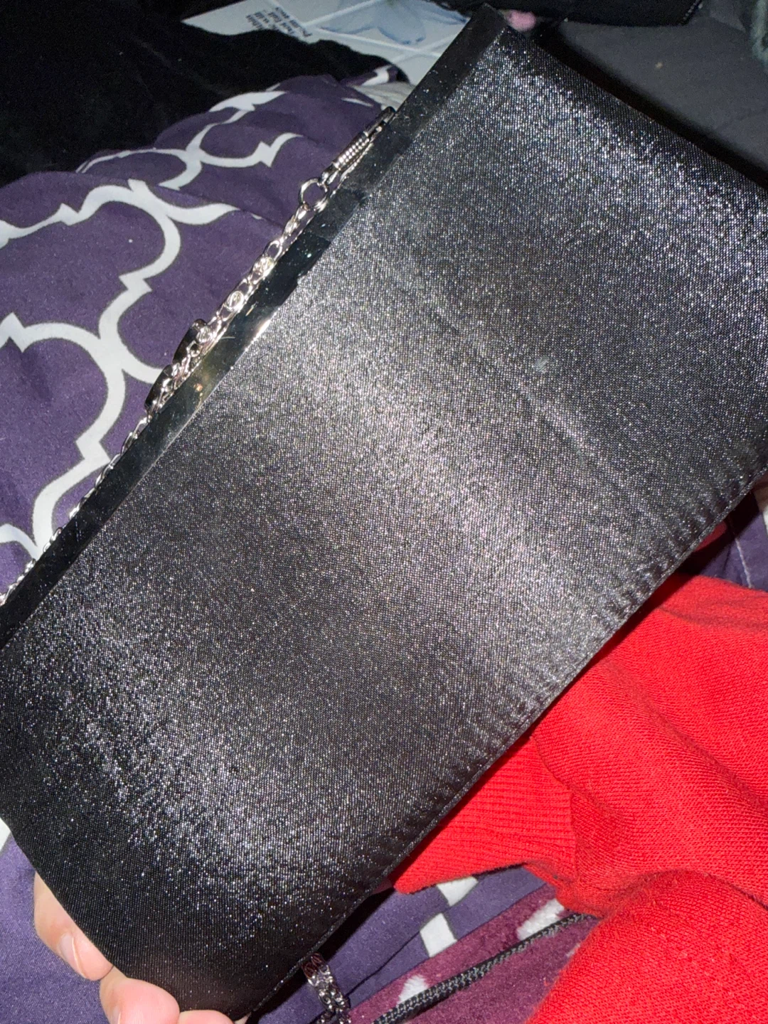 Sparkly Black Clutch Purse with Chain - photo 3