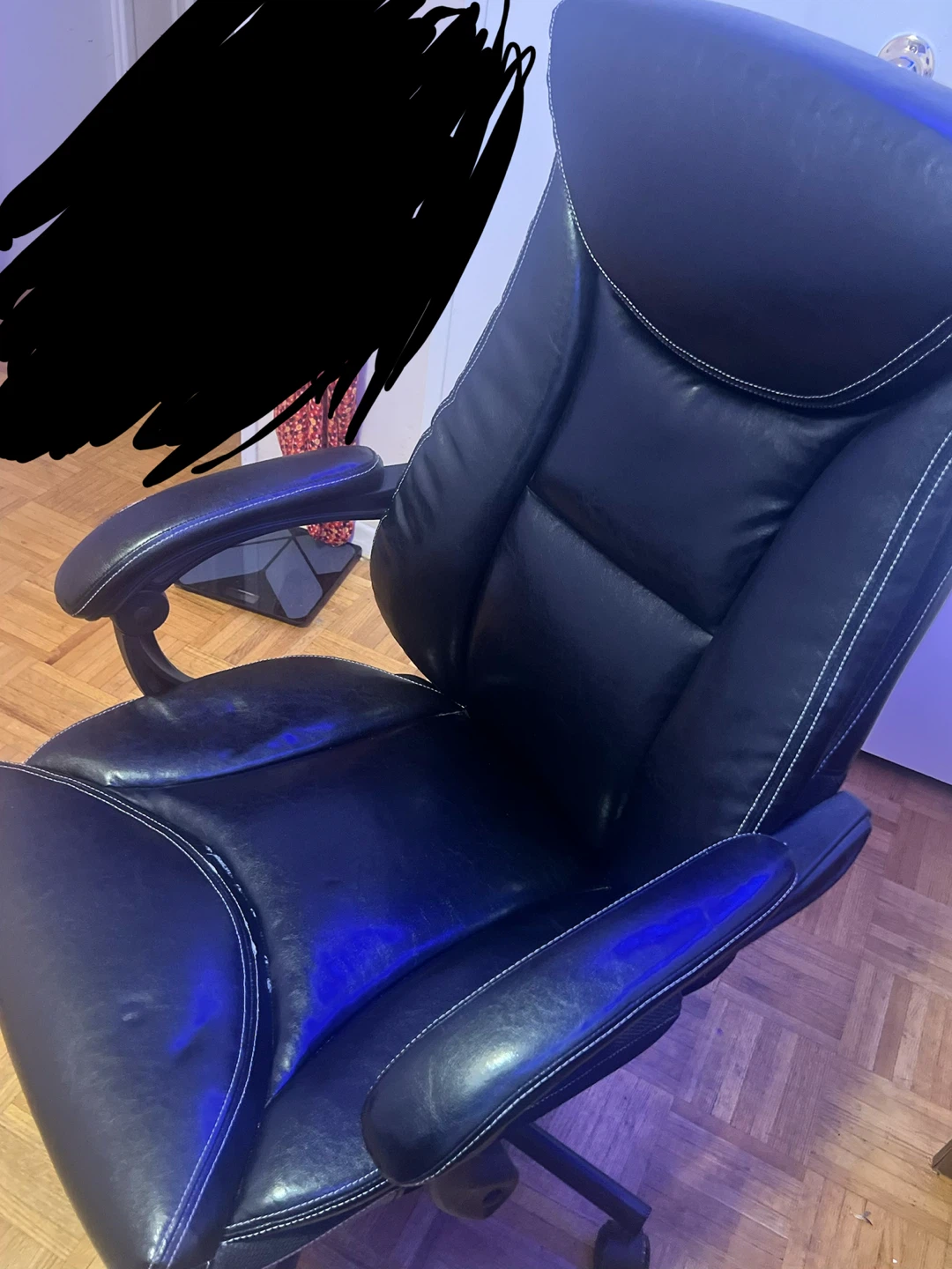 Black Faux Leather Office Chair - photo 3