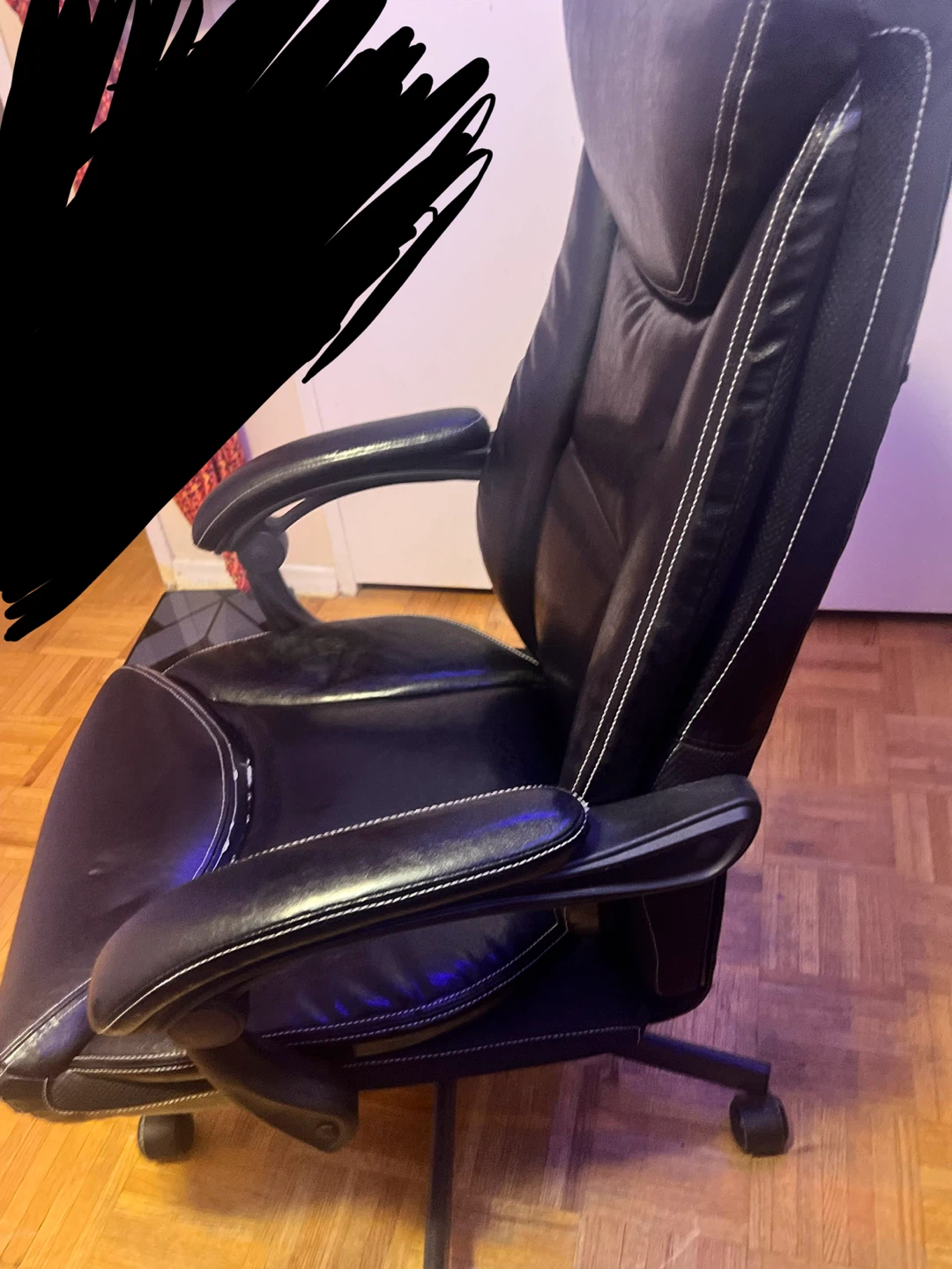Black Faux Leather Office Chair - photo 4