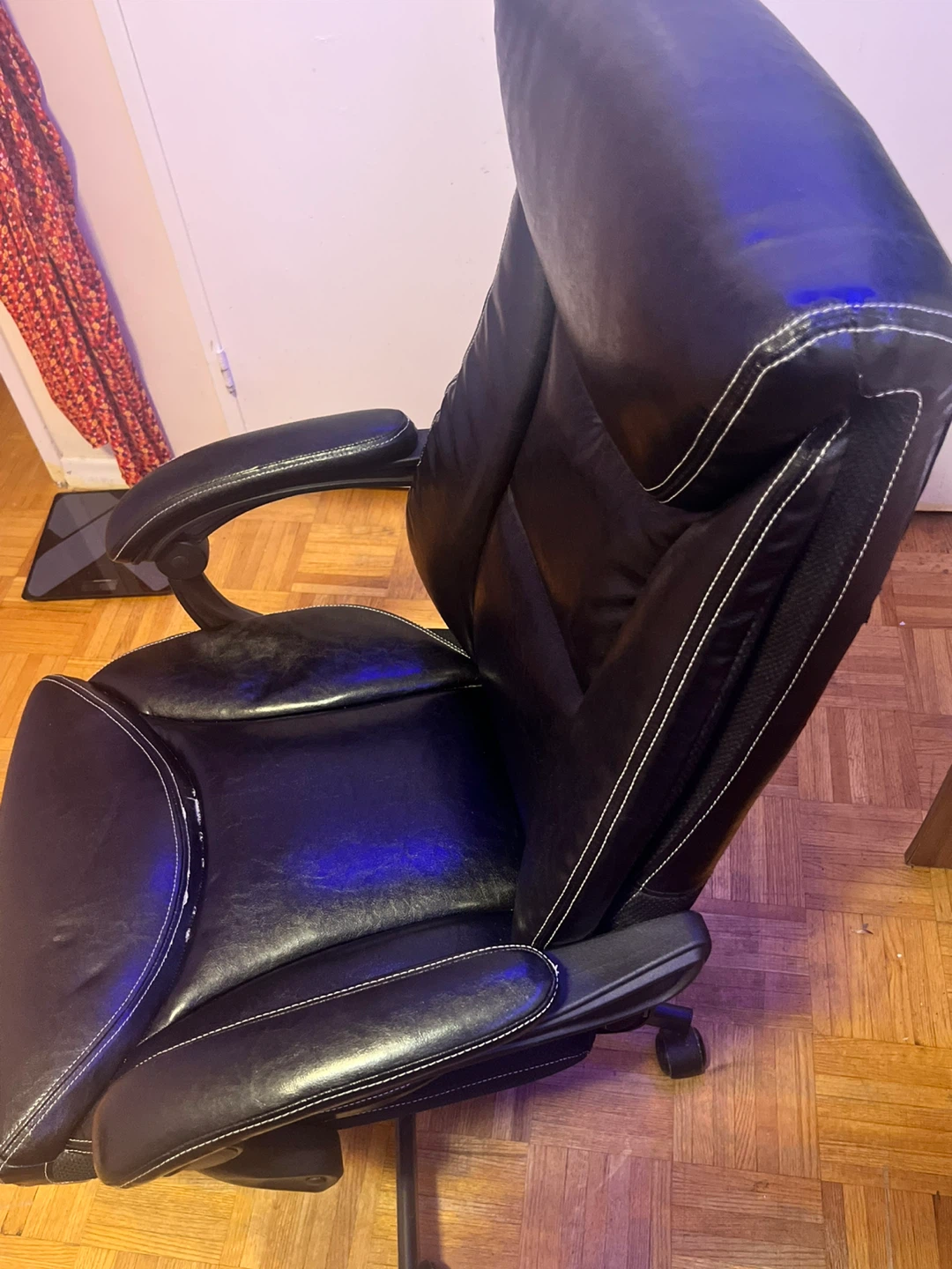 Black Faux Leather Office Chair - photo 5