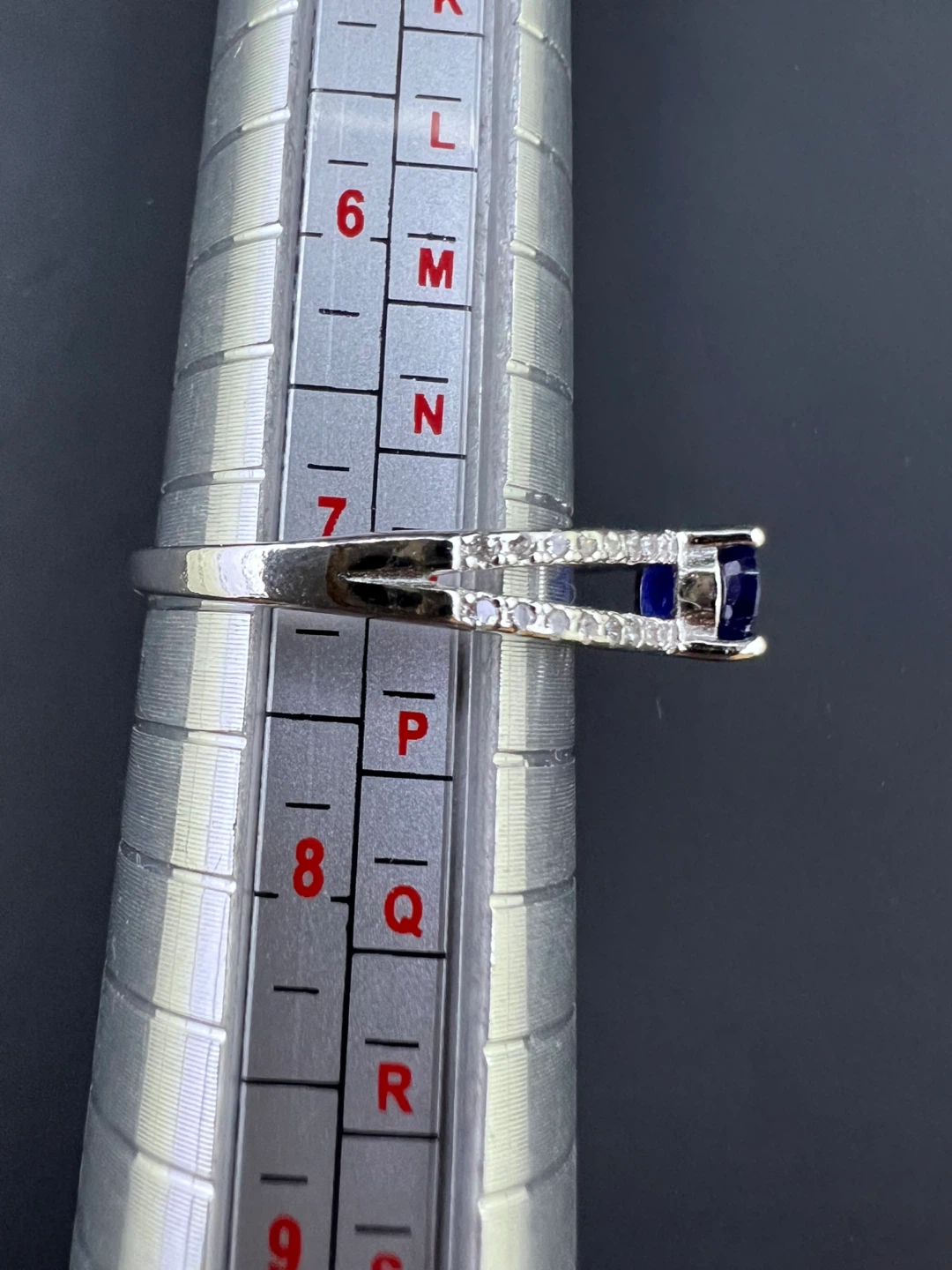 925 Sterling Silver Blue Sapphire & CZ Ring - photo 5