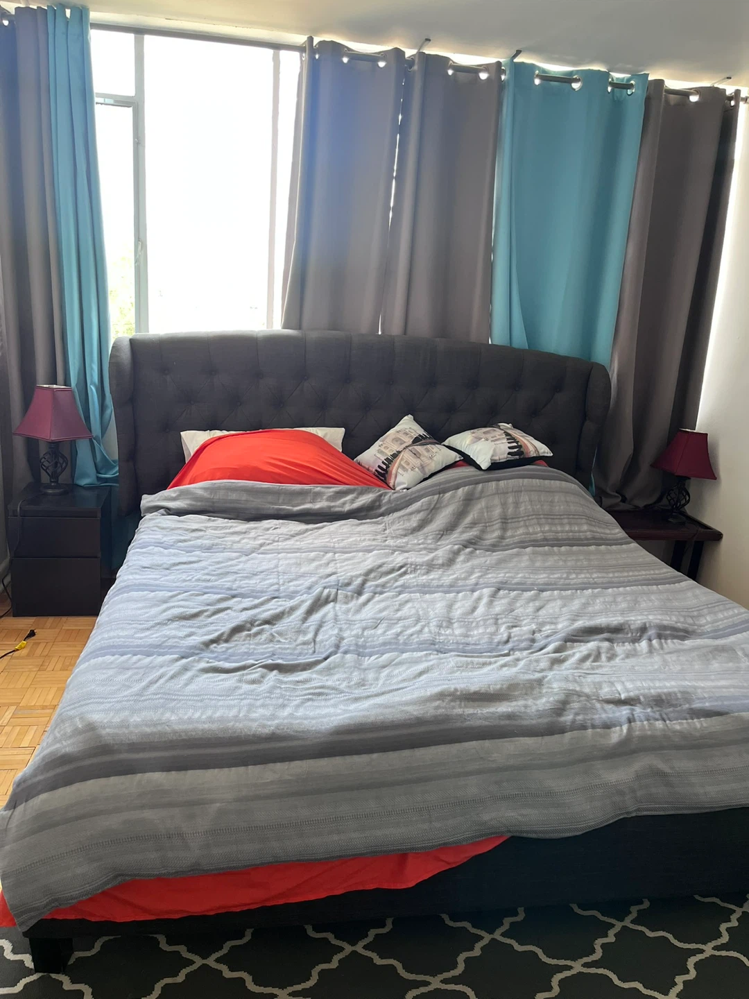 Dark Grey Tufted Headboard Bed Frame - photo 3