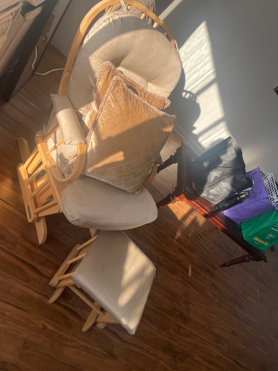 Wooden Glider Rocking Chair with Ottoman