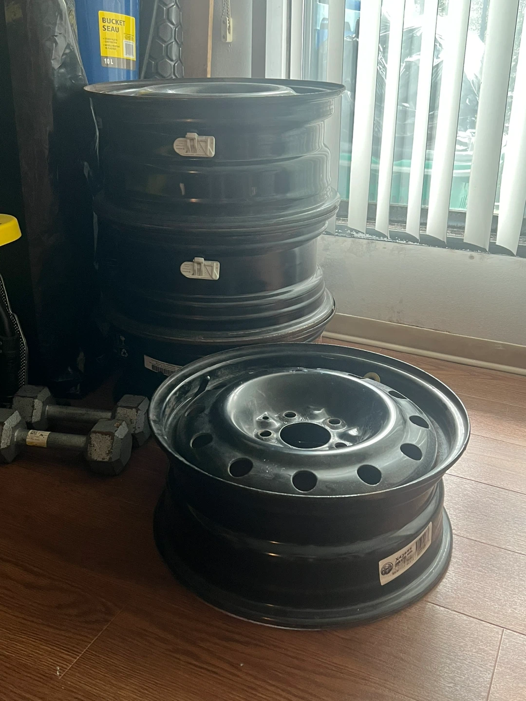 Four Black Steel Rims