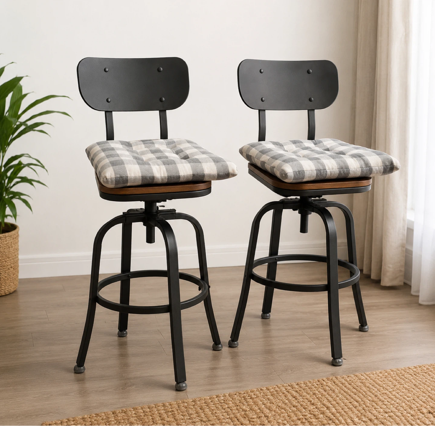 Set of 2 Swivel Bar Stools