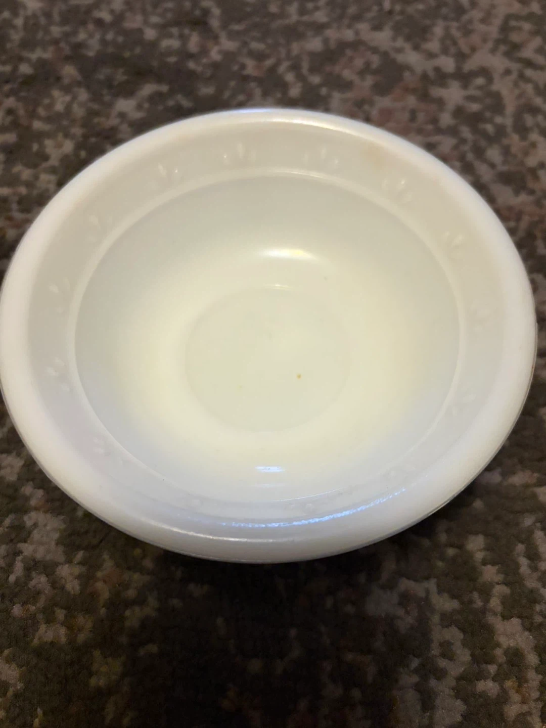 Small White Milk Glass Bowl with Blue Floral Design - photo 2