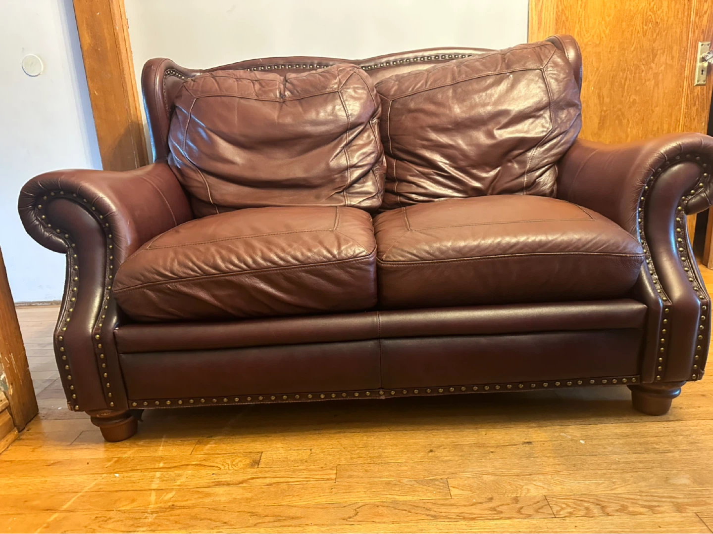 Brown Italian Leather Loveseat