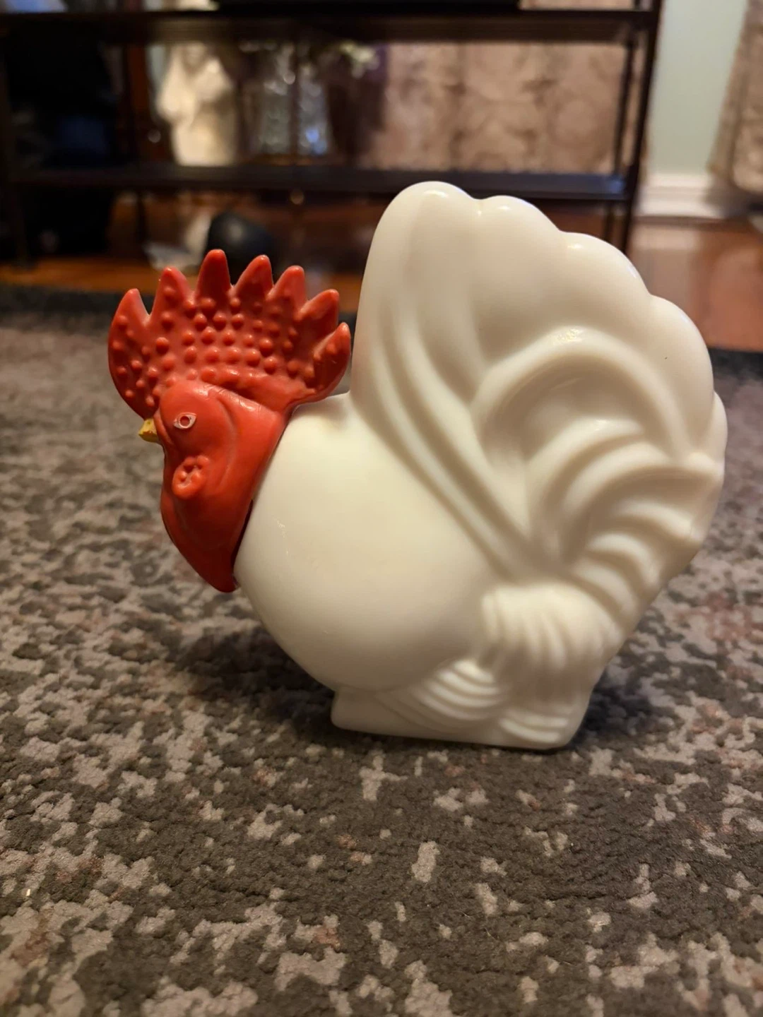 Vintage Rooster Figurine old perfume bottle  - White and Red