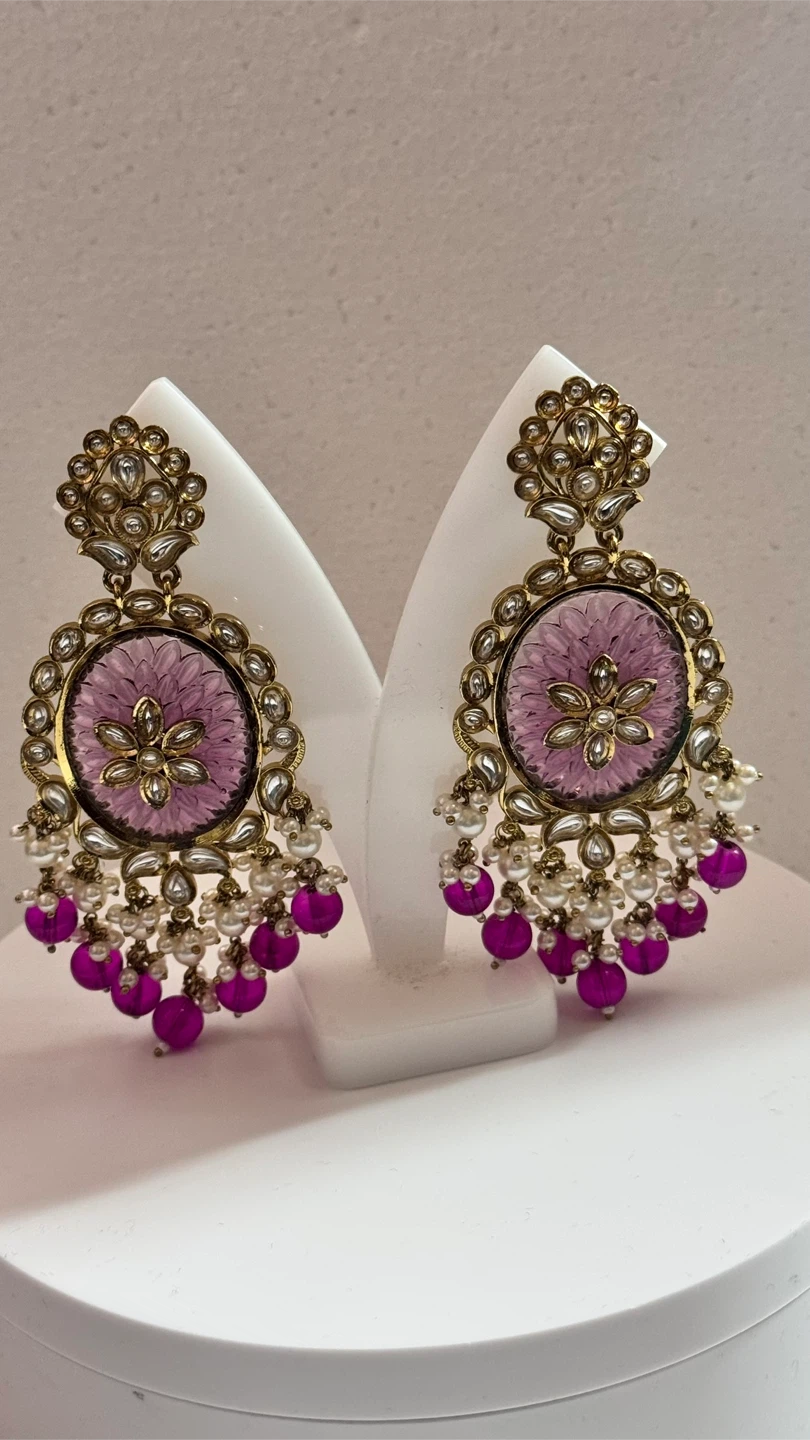 Purple Floral Chandelier Earrings