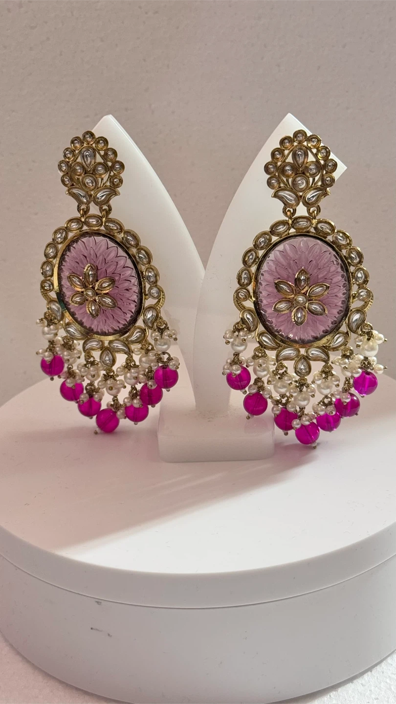 Purple Floral Chandelier Earrings - photo 2