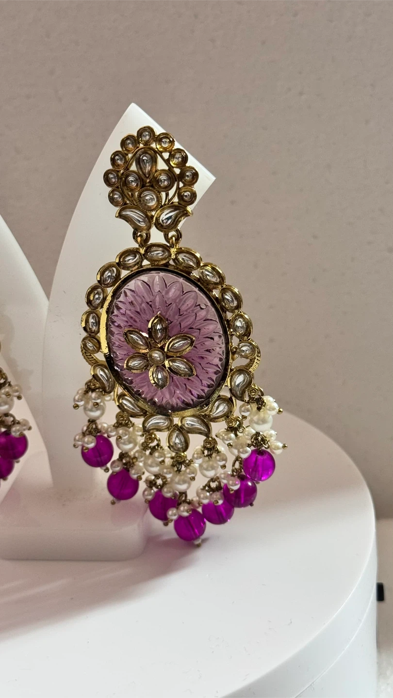 Purple Floral Chandelier Earrings - photo 3