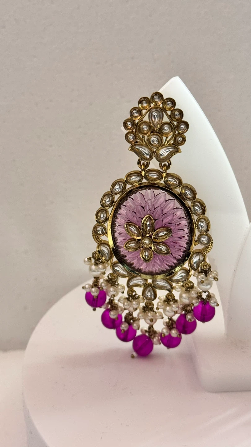Purple Floral Chandelier Earrings - photo 4