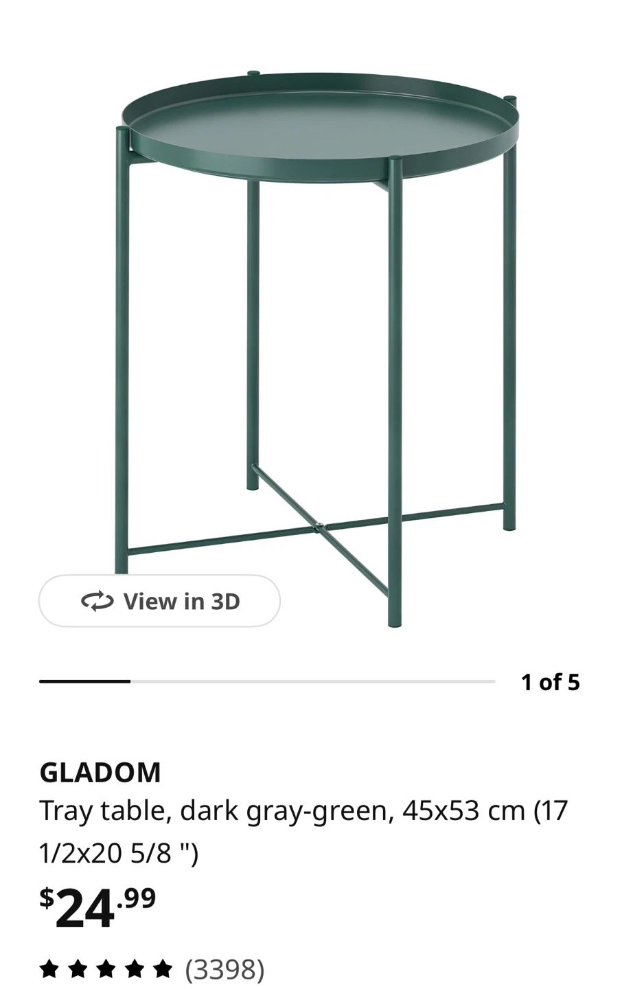 IKEA GLADOM Tray Table - Dark Gray-Green