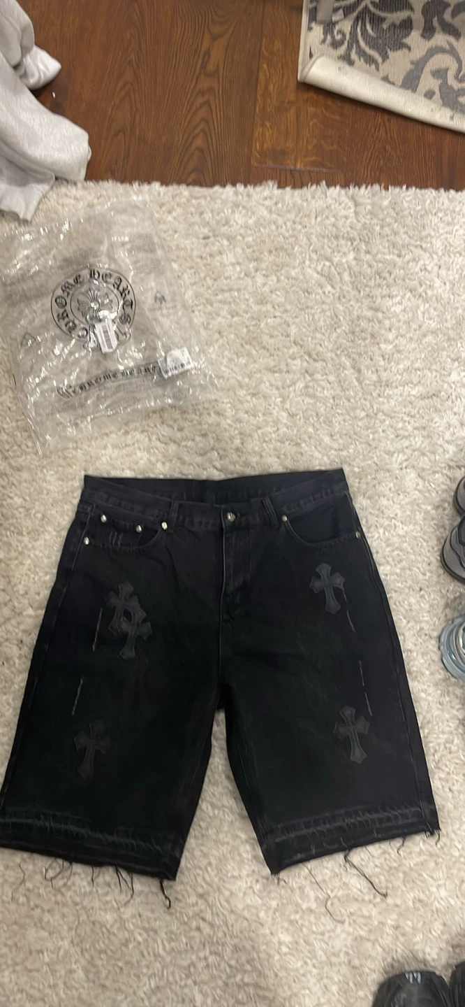 Chrome Hearts Black Denim Shorts Size 34