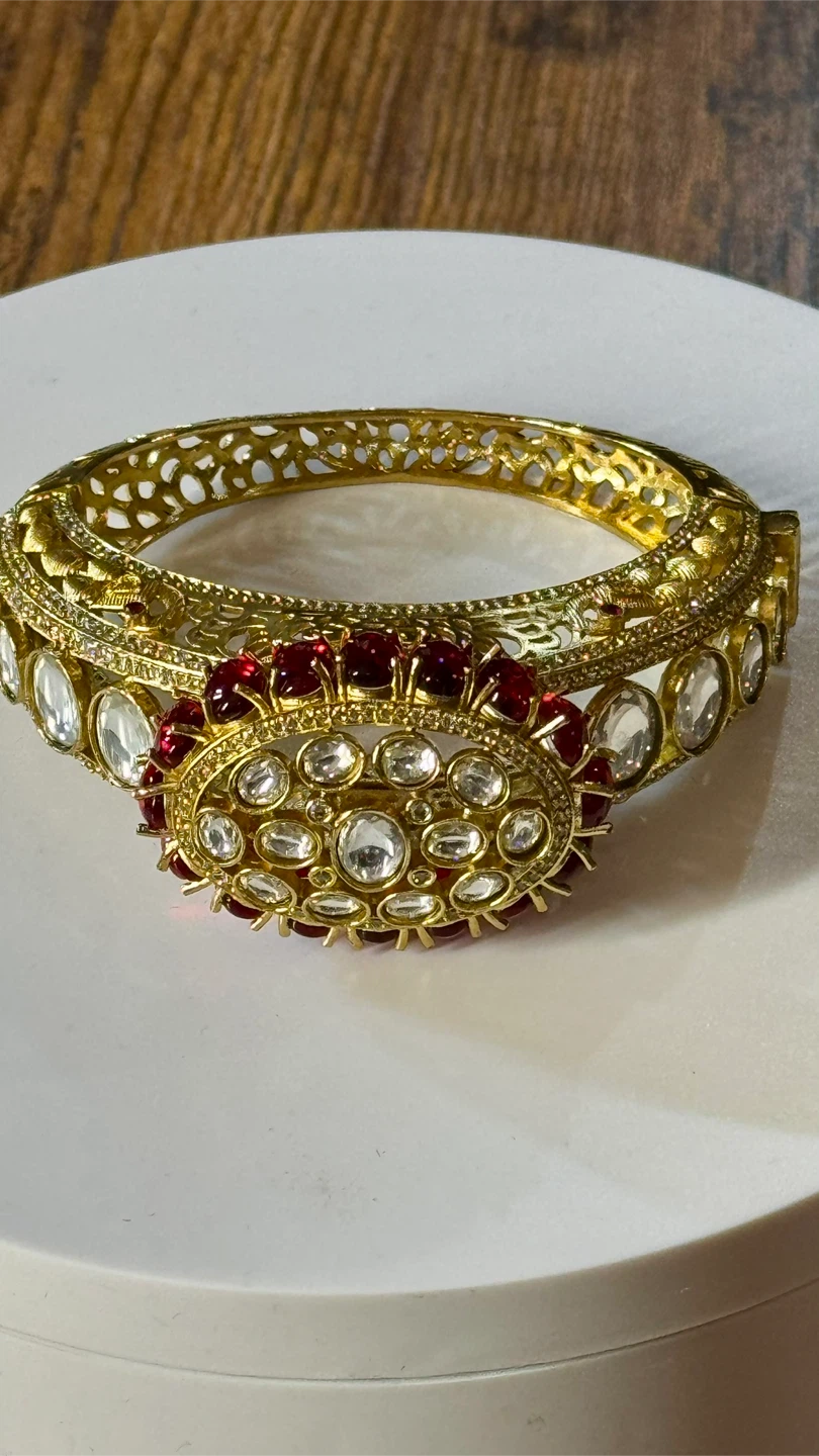 Moissanite Bracelet with Red and Clear Stones