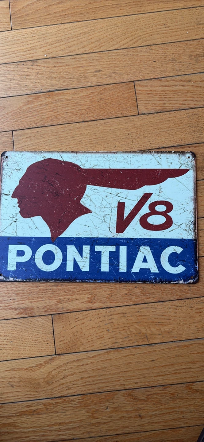 Vintage Pontiac V8 Metal Sign