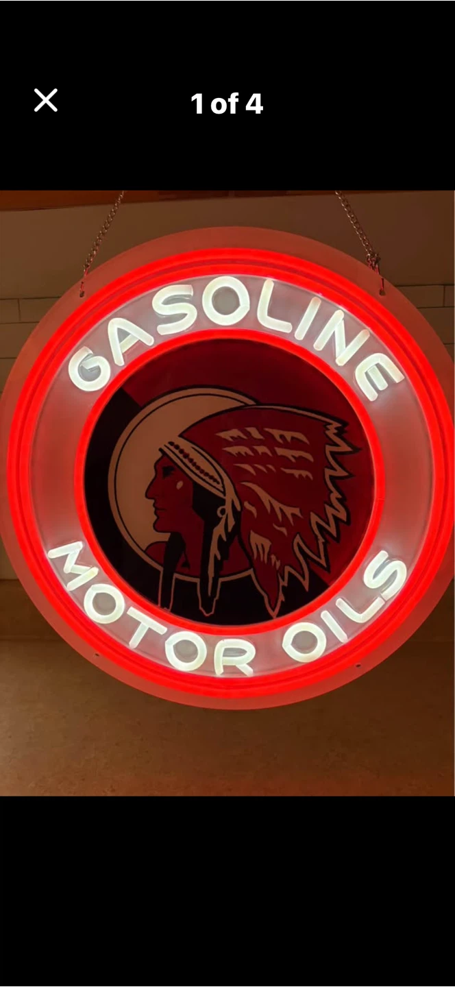 Red indian Gasoline Motor Oils Neon Sign