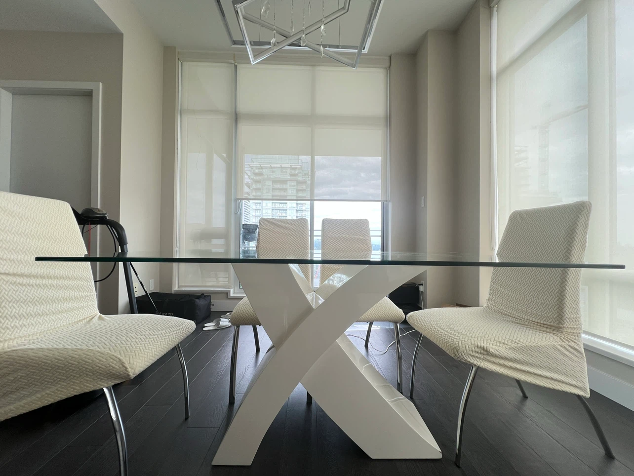 Glass Dining Table with 6 Chairs