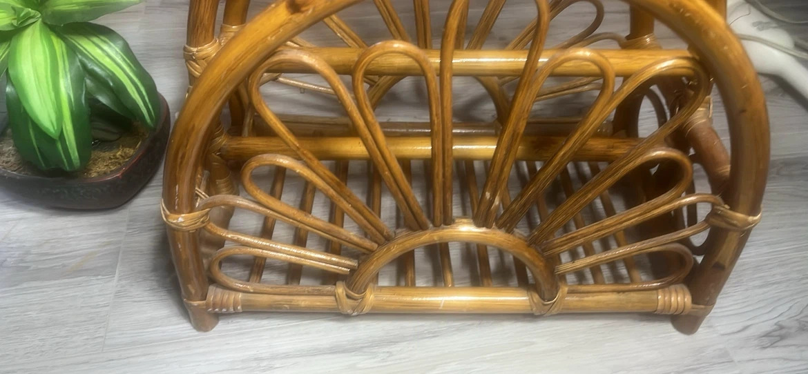 Vintage Bamboo Magazine Rack