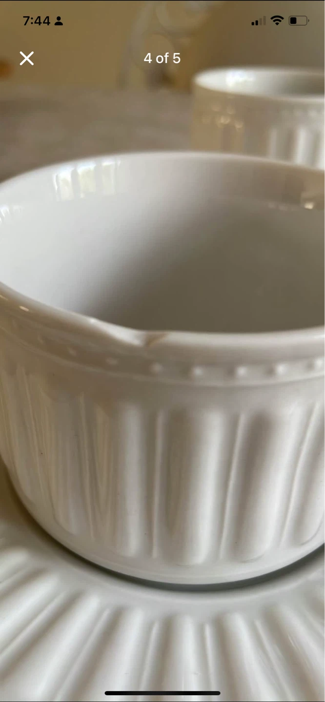 Set of 6 White Ceramic Coffee Cups and Saucers - photo 2