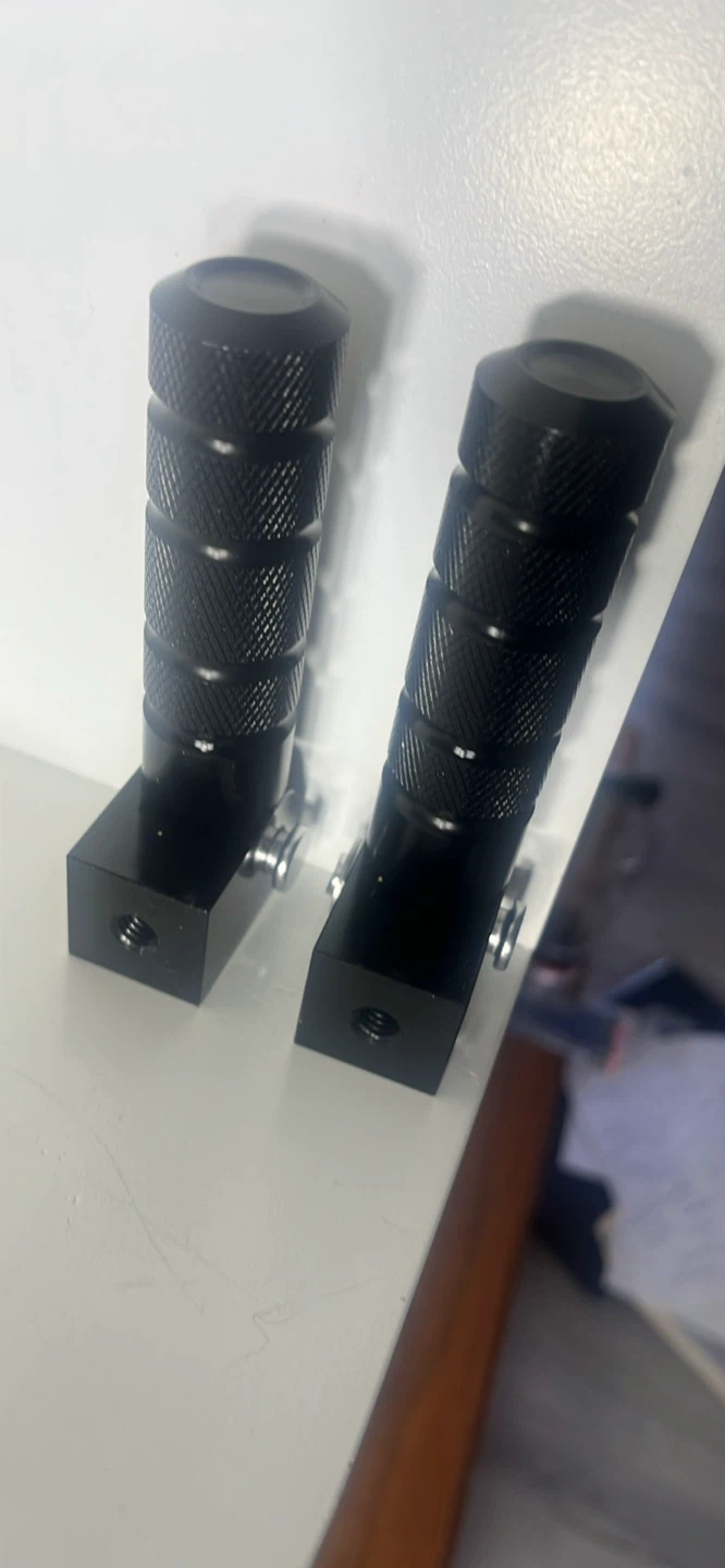 Black Motorcycle Foot Peg Mounts and Handlebar Grips - photo 3