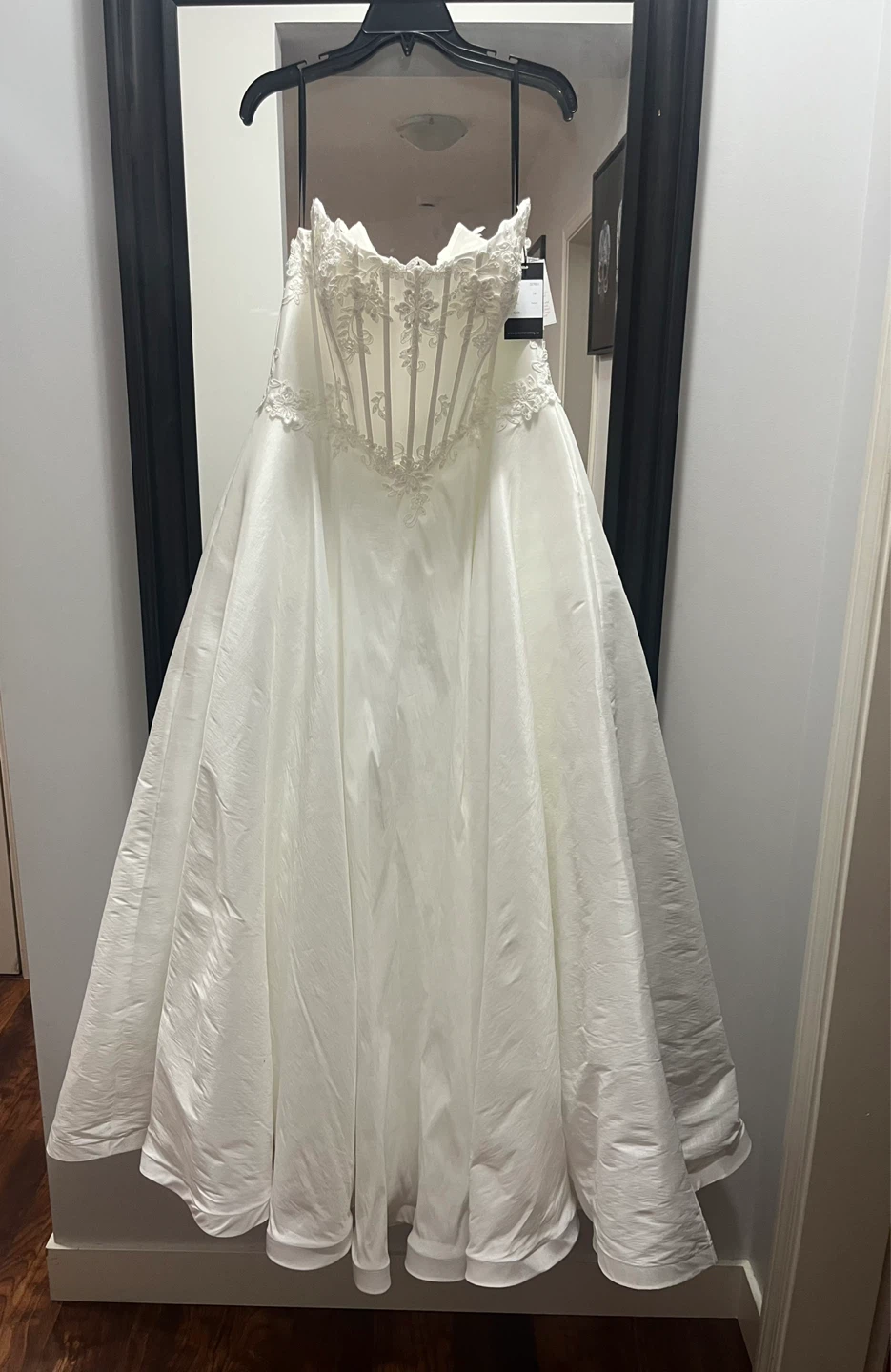 White Strapless Wedding Dress with Corset Back