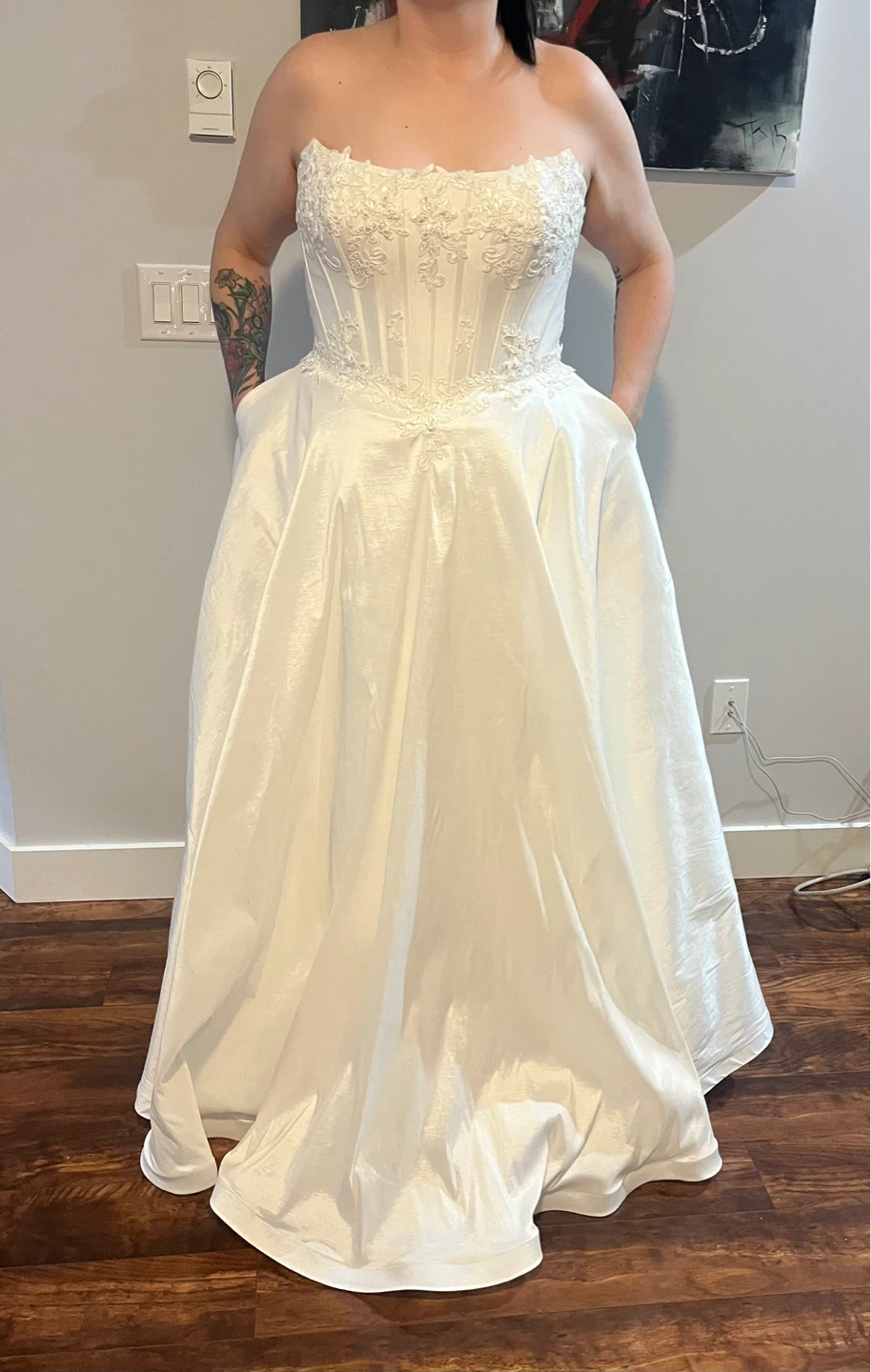 White Strapless Wedding Dress with Corset Back - photo 2