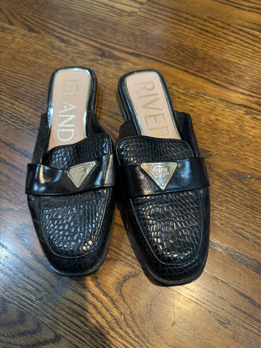River Island Black Faux Croc Mules - photo 2