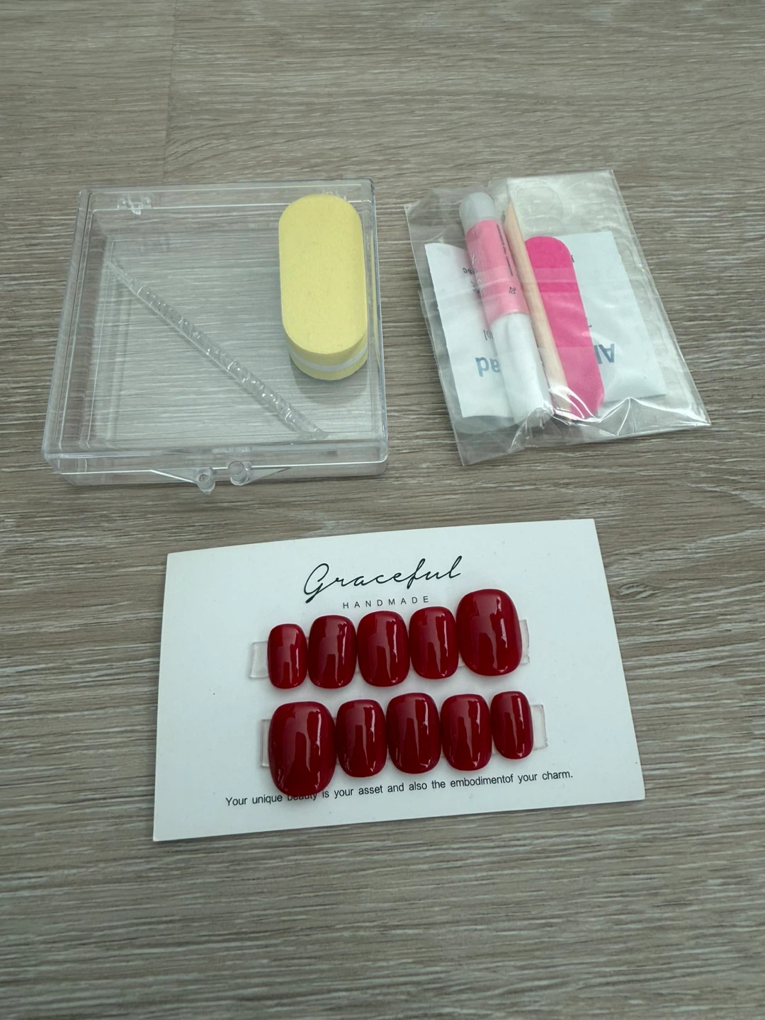 Graceful Handmade Red Press-On Nails Set