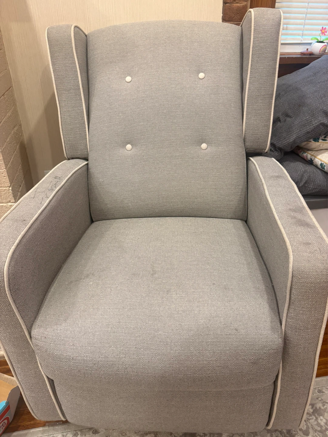 Grey Upholstered Glider Chair