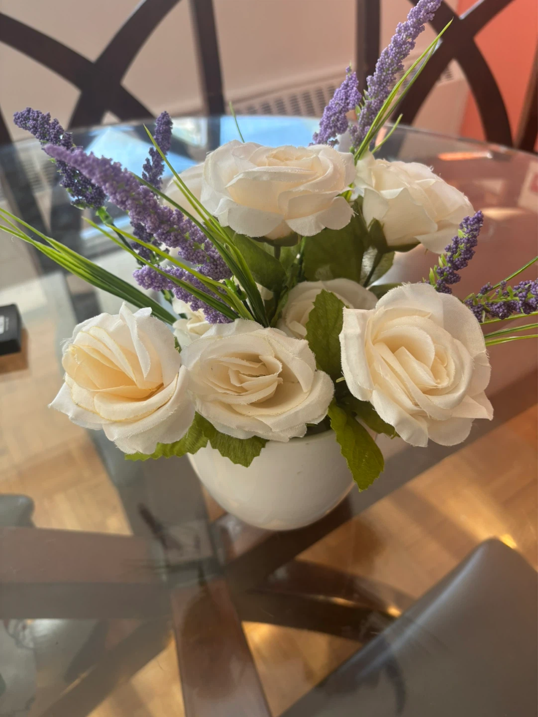 Artificial Rose and Lavender Arrangement