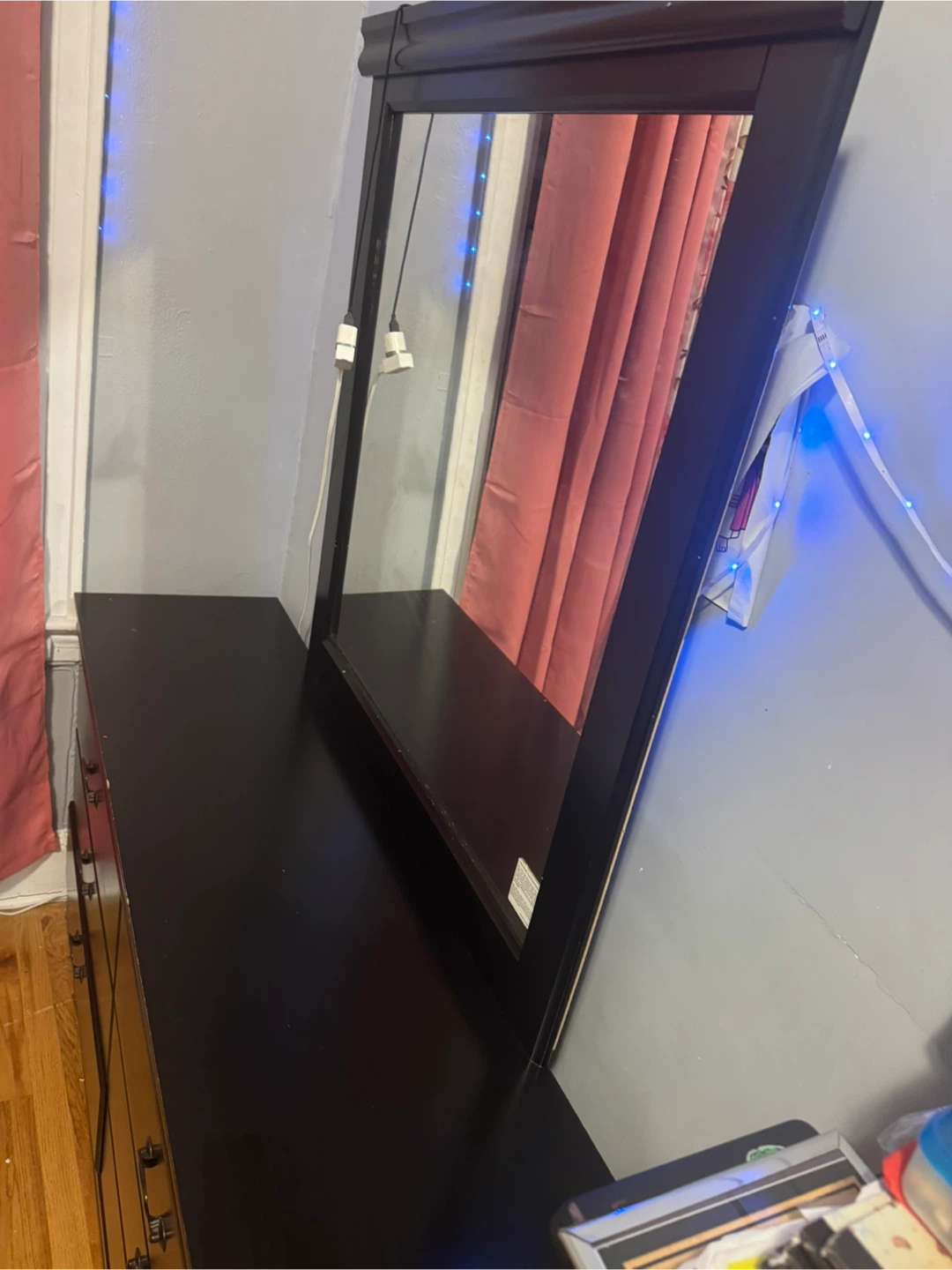Black Sleigh Bed Frame with Headboard and Dresser Set