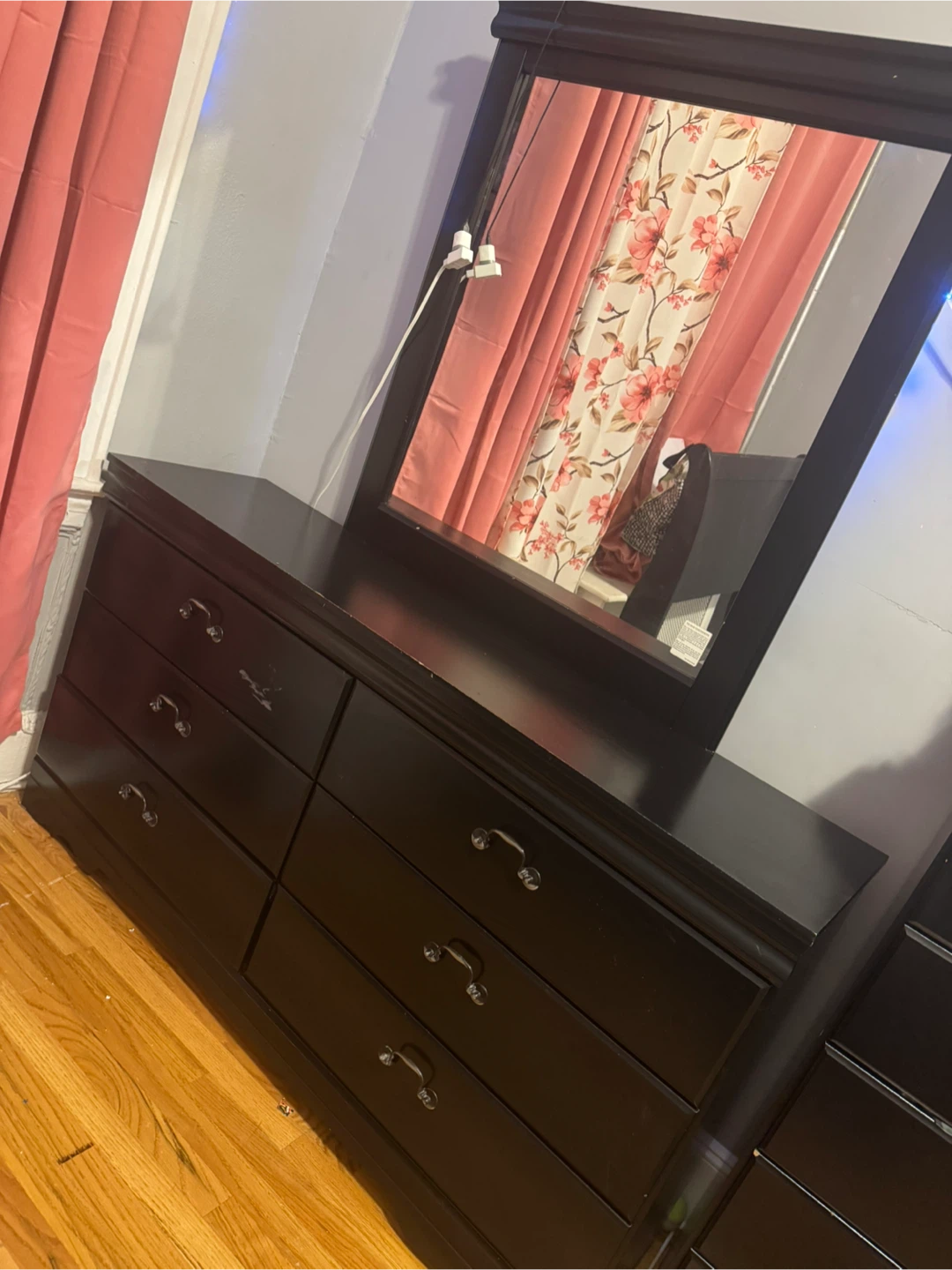 Black Sleigh Bed Frame with Headboard and Dresser Set - photo 2