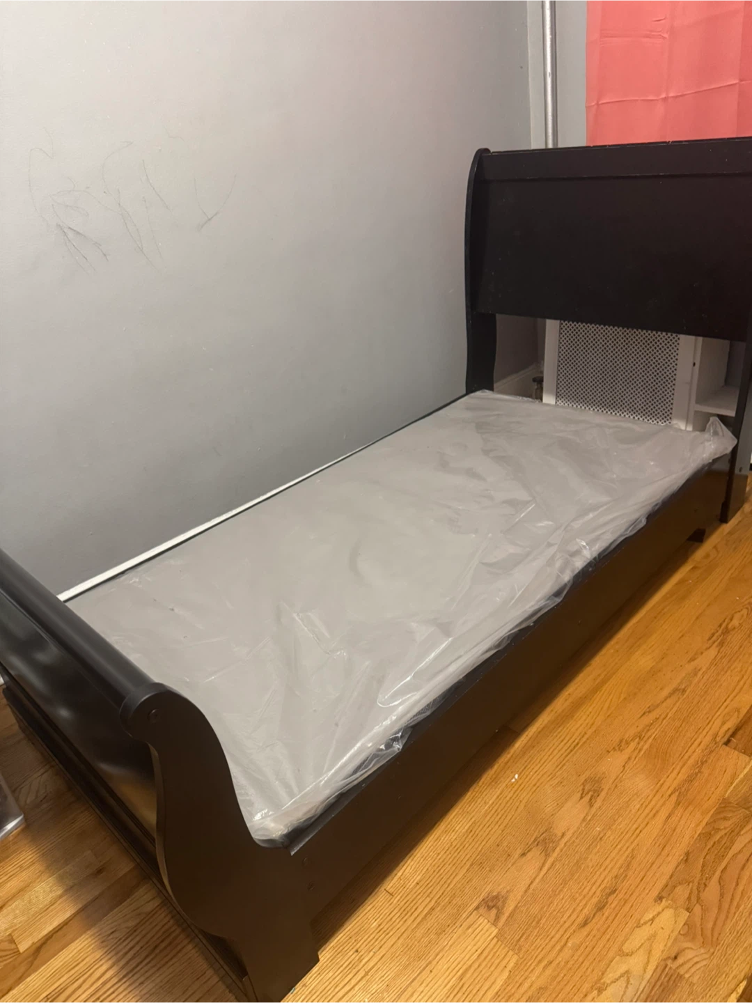 Black Sleigh Bed Frame with Headboard and Dresser Set - photo 3