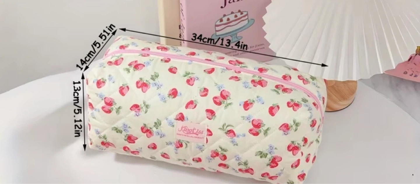 Strawberry Quilted Makeup Bag - photo 4