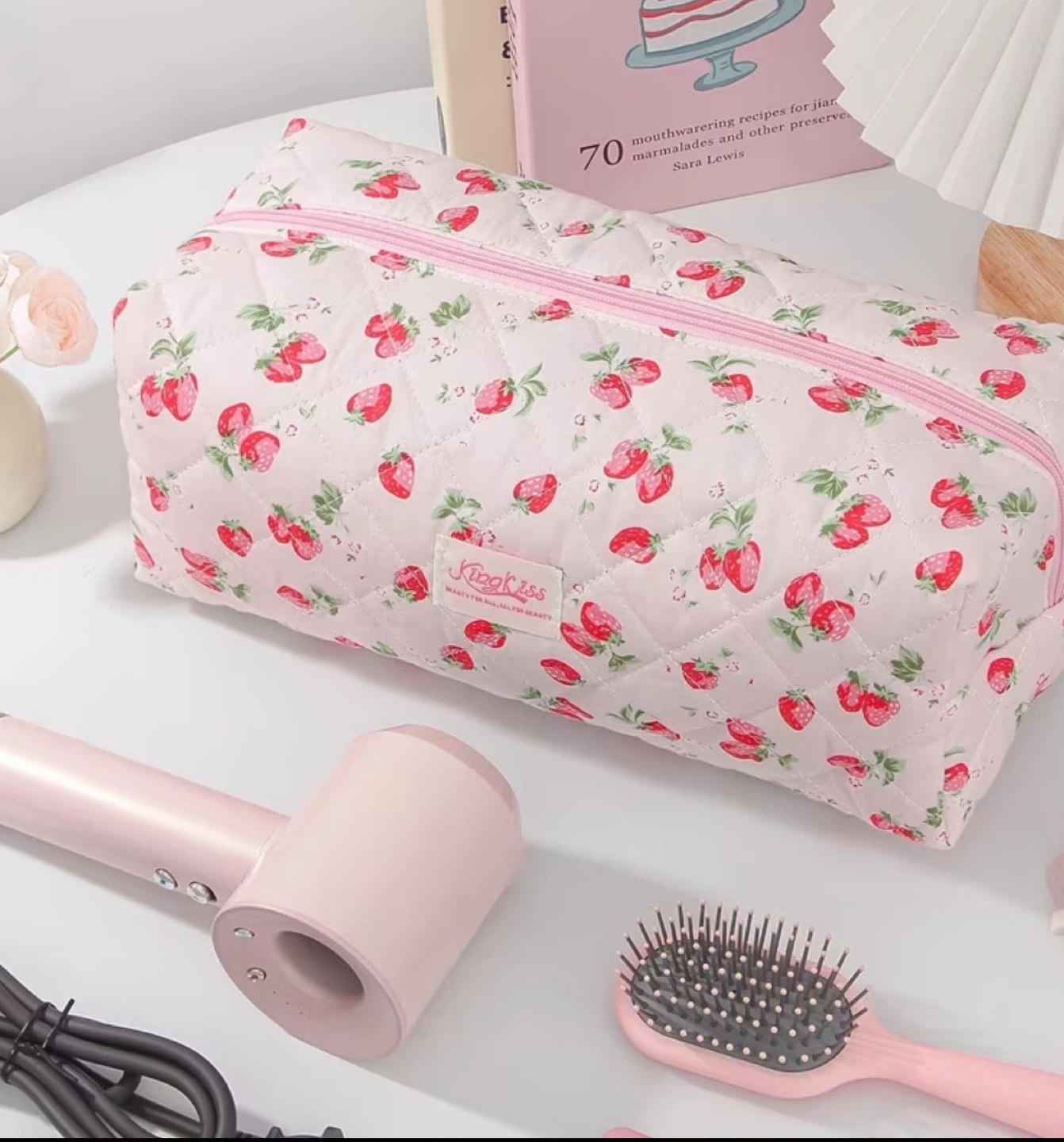 Strawberry Quilted Makeup Bag - photo 5