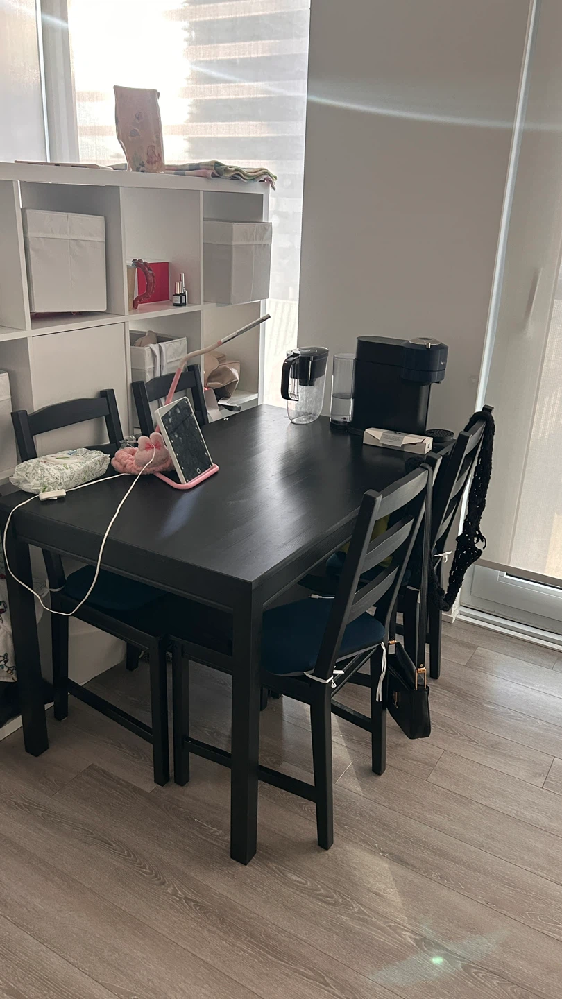 Black Dining Table and Chairs Set - photo 2